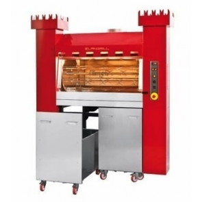 Girarrosto a Legna Planetario ENG Modello TORRE84P Capacità N. 84 Polli Dischi planetari inox n. 8+ 4 aste cm 111,5 Sistema doppi motori grill plus Scarico fumi regolabile