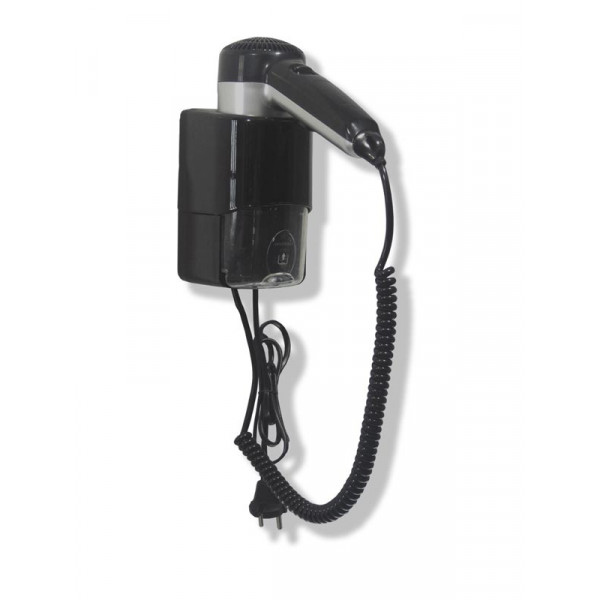 Asciugacapelli\Phon Elettrico MDC Abs Nero supporto da parete con attacco dall'alto e con presa rasoio incorporata Modello SC0030CS