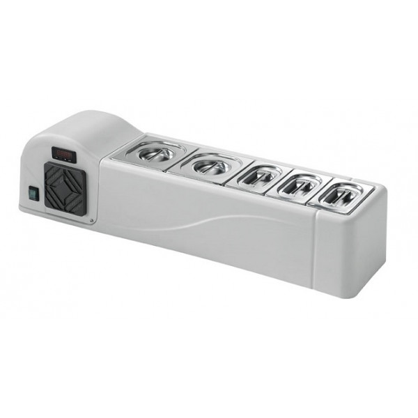 Espositore vetrina refrigerata da tavolo TCN Capacità 6 X GN1/9 o 4 X GN1/6 Potenza kW 0,07 Modello NANO