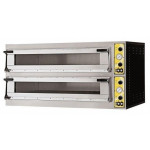 Forno Elettrico meccanico per pizza PF 2 camere di cottura N. Pizze 9 + 9 (Ø cm 35) o N.5 + 5 Teglie 60X40 Modello MIZAR 99 GLASS