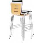 Sgabello impilabile da interno TESR Struttura in acciaio cromato Scocca in legno multistrato Modello 646-AB047BB