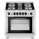 Cucina 5 fuochi Modello EKC96 con forno elettrico a convezione Capacità n.4 teglie/griglie cm 60 x 40 o n.4 teglie/griglie 1/1GN Potenza forno Kw 2,9 - Grill Kw 2,5 Capacità termica piano cottura 14,3 kW