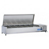 Vetrina refrigerata porta bacinelle Modello VRX15/38SS in acciaio INOX  Compatibile con vaschette 5 x GN1/3 + 1 GN 1/2