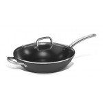 Wok in ferro ultraleggero antiaderente con coperchio in vetro Adatta per cottura a induzione Dimensioni ø cm. 32 x 8 h Modello 266-032