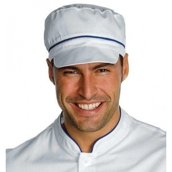 Cappello Charly Con Rete IC 100% cotone Colore bianco e blu Modello 077006