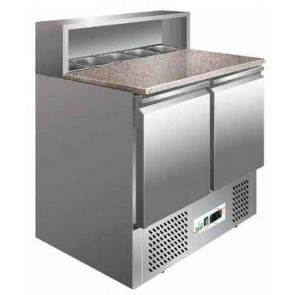Saladette Refrigerata Statica Modello G-PS900 due porte Pianetto di lavoro in granito