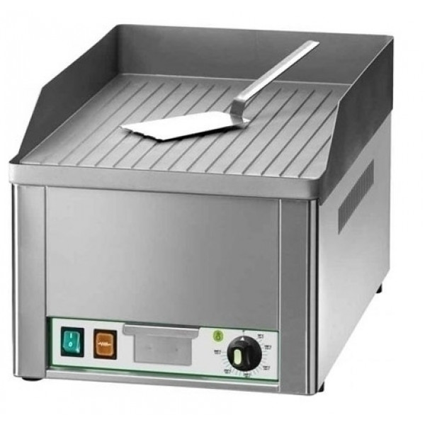 FryTop elettrico Modello FRY1RC singolo rigato piano in acciaio cromato