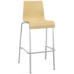 Sgabello impilabile da interno TESR Struttura in acciaio cromato Scocca in legno multistrato Modello 442-BB010