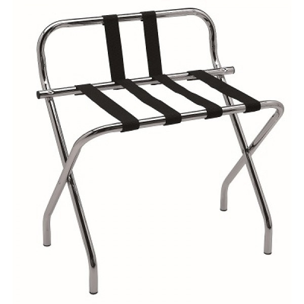 Reggivaligia in Acciaio Cromato con Sponda, Solo confezioni da due Diametro 25mm, Cinghie in PVC Modello RV Cromo/S