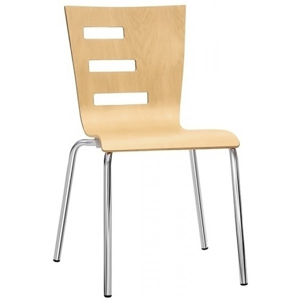 Sedia impilabile da interno TESR Struttura in acciaio cromato Ø22 mm Scocca in legno multistrato Modello 343-AB47T