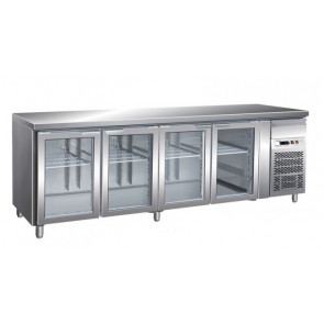 Tavolo Refrigerato Gastronomia Modello GN4100TNG quattro porte vetro GN1/1 ventilato