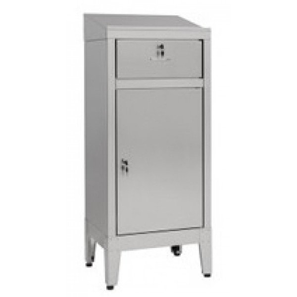 Armadio scrivimpiedi in acciaio inox IXP con piedini n. 1 anta a battente e cassetto Modello 69901430C