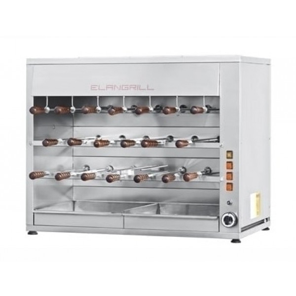 Girarrosto a Gas ENG Modello ChurrascoCM20G 3 piani Motoriduttori indipendenti per ogni spada Spade N. 20 in acciaio inox, cm 50