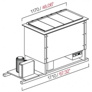Vasche pozzetti da incasso per gelato/granite con riserva ETM Modello PANORAMA8RIS-1T Semilavorata da pannellare Ventilata N.8 Pozzetti