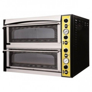 Forno Elettrico meccanico per pizza PF 2 camere di cottura Porta a vetro N. Pizze 4 +4(Ø cm 35) Modello ENDOR 44 GLASS