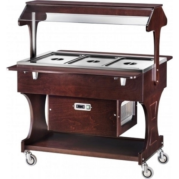 Carrello refrigerato in legno Modello CLR2786 con cupola in plexiglas Colore Noce o Wengè