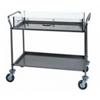 Carrello di servizio Modello CA1162 struttura inox con cupola in plexiglas Due Piani