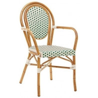 Sedia da esterno impilabile TESR Struttura in alluminio verniciato bambù, rivestimento in filo di nylon Modello 063AM09