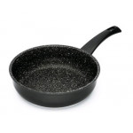 Padella alta con rivestimento interno in pietra lavica Esterno in vernice PTFE nero Manico saldato in BACHELITE Compatibile con cucina a induzione Modello PI64