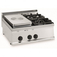 Cucina a gas con piano riscaldante e 2 fuochi da banco TX Modello PCP70G7 Potenza 15 kW