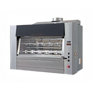 Girarrosto a Legna Planetario ENG Modello LEGNA126P Capacità N. 126 Polli Dischi planetari inox n. 12+ 6 aste cm 14,5 Sistema doppi motori grill plus Scarico fumi regolabile