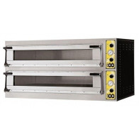 Forno Elettrico meccanico per pizza PF 2 camere di cottura N. Pizze 9 + 9 (Ø cm 35) o N.5 + 5 Teglie 60X40 Modello MIZAR 99 GLASS