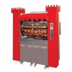 Girarrosto a Legna Planetario ENG Modello TORRE126P Capacità N. 126 Polli Dischi planetari inox n. 12+ 6 aste cm 111,5 Sistema doppi motori grill plus Scarico fumi regolabile