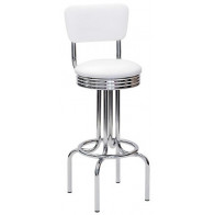 Sgabello da interno TESR Struttura in acciaio cromato Schienale e seduta girevole in ecopelle Modello 245-B030