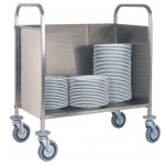 Carrello portapiatti Modello CP1441 Struttura in tubo di acciaio inox Ruote piroettanti. Portata 200 piatti circa