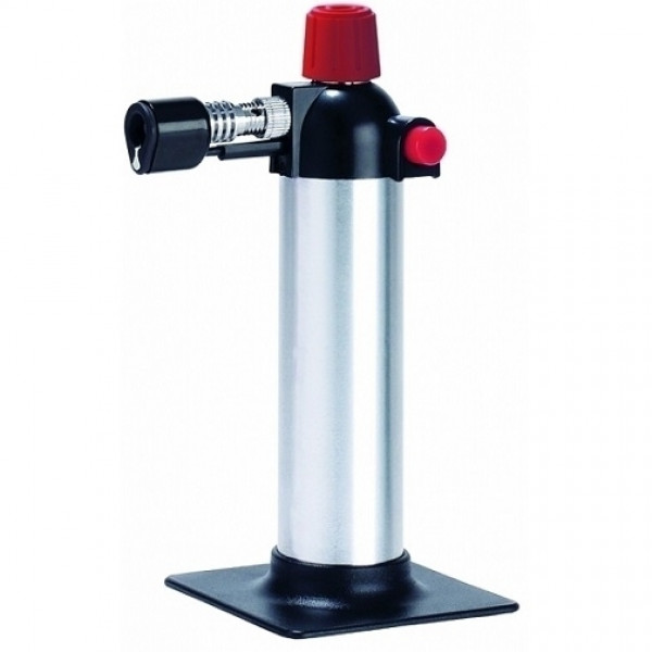 Bruciatore a gas piccolo per flambè con base Temperatura fiamma regolabile fino a 1300 °C Dimensioni ø cm. 3,3x15,8h Peso g 300 Modello BRU1