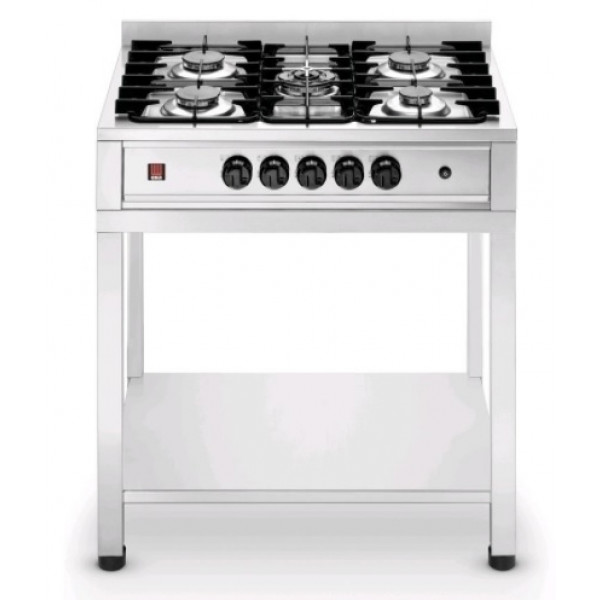 Fornellone inox 5 fuochi con tavolo Modello EKTP 96 Portata 14,3 Kw