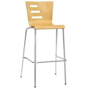 Sgabello impilabile da interno TESR Struttura in acciaio cromato Scocca in legno multistrato Modello 646-AB047BB