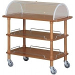 Carrello di servizio in legno noce con cupola in plexiglas Modello CLC2013 Tre piani