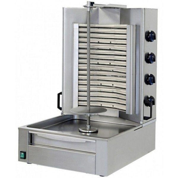 Gyros kebab Elettrico CSA con numero 4 sezioni elettriche 4 zone di cottura Resistenza corazzata Capacità Max carne 10/14 Kg Dimensione Carne cm ø 37 x H 56 Modello GE3