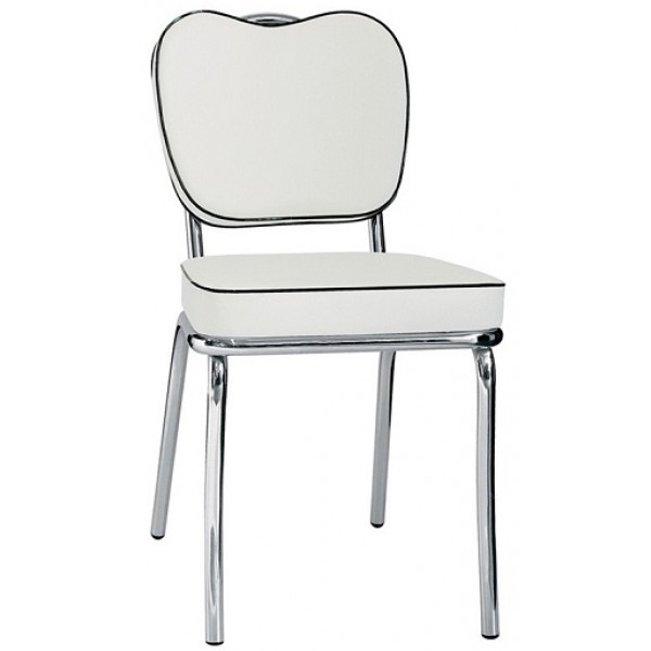 Sedia impilabile da interno TESR Struttura in acciaio cromato Seduta e schienale in ecopelle Modello 593-C2842