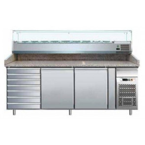 Tavolo refrigerato/Banco Pizza ventilato Modello PZ2610TN38 due porte e cassettiera