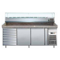 Tavolo refrigerato/Banco Pizza ventilato Modello PZ2610TN38 due porte e cassettiera