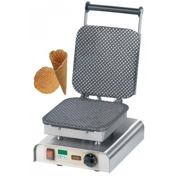 Piastra per Waffel in ghisa singola fissa TP FORMA: n.1 cialda waffel da Ø Cm 27x27 Adatta per fare coni o altre forme Potenza 2200 W Modello W-PS-ICE DT