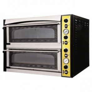 Forno Elettrico meccanico per pizza PF 2 camere di cottura Porta a vetro N. Pizze 6 +6(Ø cm 35) Modello ENDOR 66 GLASS