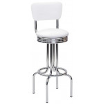 Sgabello da interno TESR Struttura in acciaio cromato Schienale e seduta girevole in ecopelle Modello 245-B030