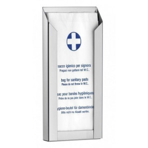 Dispenser di sacchetti igienici femminili MDC Acciaio Inox Lucido antivandalico adatto a bagni comuni Capacità: 50 sacchetti Modello DBH100C
