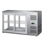 Vetrina refrigerata da banco snack Modello G-HAV111 Vetro dritto e portine scorrevoli da entrambi i lati